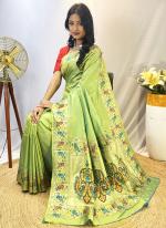 Paithani Silk Green Festival Wear Weaving Saree